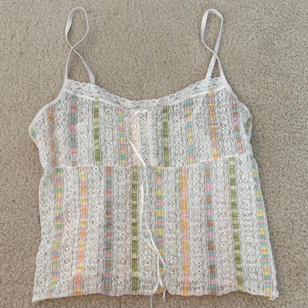 Multicolor Lace Striped Women's Top